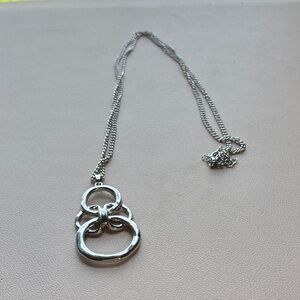 Silver Triple Ring Pendant Necklace - Women Jewelry